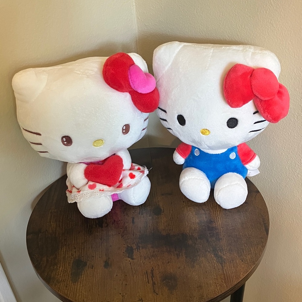 Hello Kitty Plush Pair in White with Red, Pink & Blue Accents